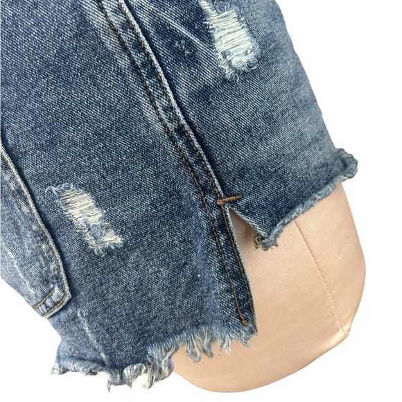 Free People High Low Cut Off Button Fly Denim Shorts Size 26 - Picture 7 of 9